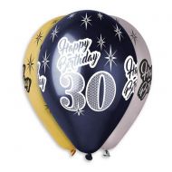 Balony na 30 urodziny 6 szt. metaliczne - balony_premium_happy_birthday_30,_metaliczne,_12_6_szt..jpg